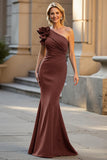 One Shoulder Mermaid Black Long Mother Of The Bride Dress