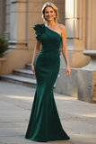 One Shoulder Mermaid Black Long Mother Of The Bride Dress