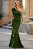 One Shoulder Mermaid Black Long Mother Of The Bride Dress