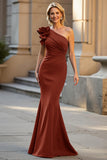 One Shoulder Mermaid Black Long Mother Of The Bride Dress