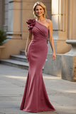 One Shoulder Mermaid Black Long Mother Of The Bride Dress