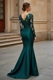 Pine Long Sleeve Mermaid Mother Of The Bride Dress With Appliques