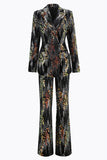 Sparkly Black 2-Piece Peak Lapel Slim Fit Women Prom Suits