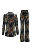 Sparkly Black 2-Piece Peak Lapel Slim Fit Women Prom Suits