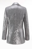 Sparkly Silver Notched Lapel 2-Piece Women Prom Suits