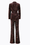 Coffee Sequin 2-Piece Peak Lapel Women Prom Suits With Sash
