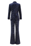 Navy 2-Piece Sequin Double Breasted Women Prom Suits