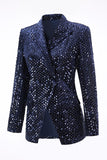 Navy 2-Piece Sequin Double Breasted Women Prom Suits