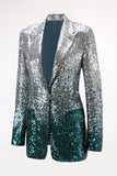 Sparkly 2-Piece Silver and Peacock Peak Lapel Women Prom Suits