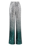 Sparkly 2-Piece Silver and Peacock Peak Lapel Women Prom Suits