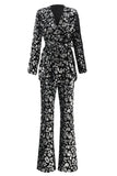 Sparkly 2-Piece Black Peak Lapel Women Prom Suits