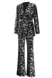 Sparkly 2-Piece Black Peak Lapel Women Prom Suits