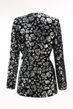 Sparkly 2-Piece Black Peak Lapel Women Prom Suits