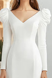 Mermaid Ivory Long Sleeve V-Neck Engagement Dress