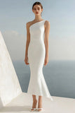 Mermaid Ivory One Shoulder Engagement Dress