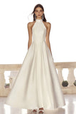 A Line Ivory High Neck Engagement Dress