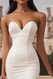 Strapless Mermaid Ivory Engagement Dress with Slit