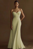 Strapless Ivory Pleated Engagement Dress