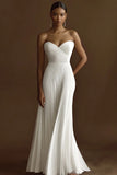 Strapless Ivory A Line Ruched Engagement Dress