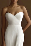 Strapless Ivory A Line Ruched Engagement Dress