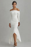 Mermaid High Low Off The Shoulder Ivory Engagement Dress