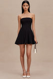 Simple A-Line Strapless Little Black Dress