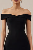 Off The Shoulder Simple Bodycon Black Cocktail Dress