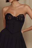 Simple Sweetheart A-Line Little Black Dress With Lace