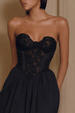 Sweetheart A-Line Black Cocktail Dress With Appliques