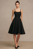 Elegant A-Line Spaghetti Straps Black Dress