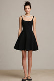 Classic Square Neck A-Line Little Black Dress