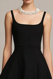 Classic Square Neck A-Line Little Black Dress