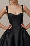 Black Spaghetti Straps A-Line Cocktail Dress