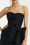 Strapless Bodycon Little Black Dress With Bow