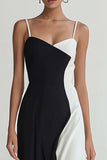 Elegant Black and White Sheath Spaghetti Straps Formal Dress