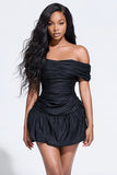 Ruched A-Line Off The Shoulder Little Black Dress
