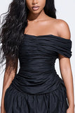 Ruched A-Line Off The Shoulder Little Black Dress