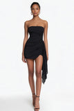 Strapless Bodycon Little Black Dress With Sash