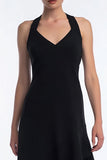 High Low Halter A-Line Black Semi-Formal Dress
