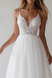 White A-Line Appliqued Spaghetti Straps Engagement Dress