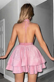 Halter Glitter Black A Line Homecoming Dress