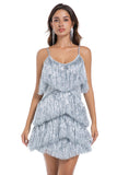 Tiered Fuchsia Fringed Sheath Homecoming Dress