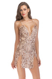 Sequin Black Tight Homecoming Dress with Slit
