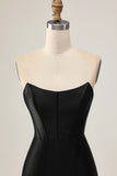 Black Bodycon Cut Out Strapless Homecoming Dress with Beading