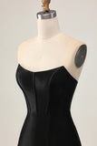 Black Bodycon Cut Out Strapless Homecoming Dress with Beading