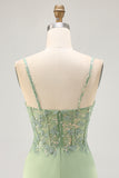 Bodycon Matcha Appliqued Corset Homecoming Dress