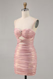Blush Cut Out Ruched Bodycon Homecoming Dress