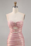 Blush Cut Out Ruched Bodycon Homecoming Dress