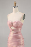 Blush Cut Out Ruched Bodycon Homecoming Dress