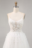 White A-Line Appliqued Tulle Homecoming Dress